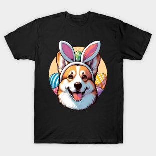 Cardigan Welsh Corgi with Bunny Ears Enjoys Easter Joy T-Shirt